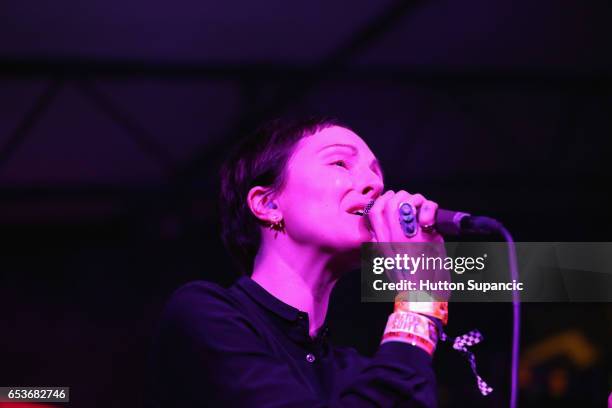 Musician Channy Leaneagh of Polica performs onstage at House of Vans during 2017 SXSW Conference and Festivals at Mohawk Indoor on March 15, 2017 in...