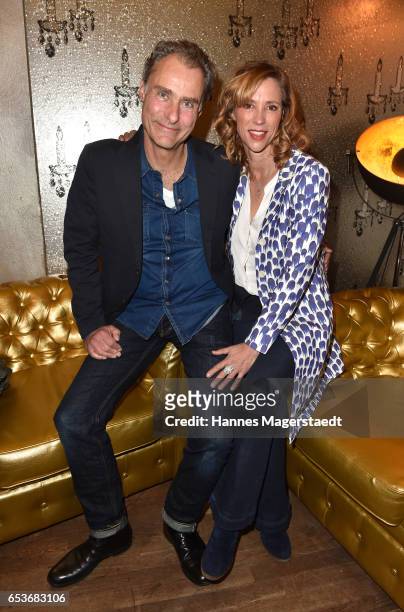 Carin C. Tietze and Florian Richter during the NdF after work press cocktail at Parkcafe on March 15, 2017 in Munich, Germany.