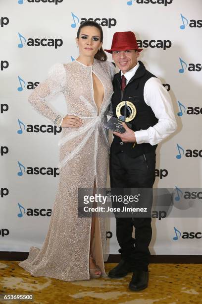 Vico C with Vanguard Award and ASCAP Writer Kany Garcia pose as part of ASCAP Latin Music Awards at Condado Vanderbilt Hotel on March 15, 2017 in San...