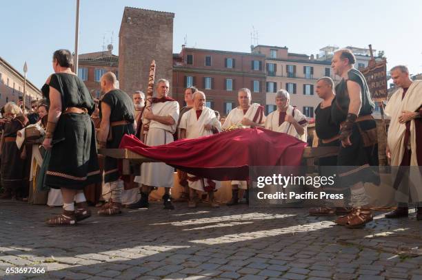 Reenactment where Julius Caesar was assassinated by Brutus and other senator conspirators. The fourteenth edition of the historical re-enactment...