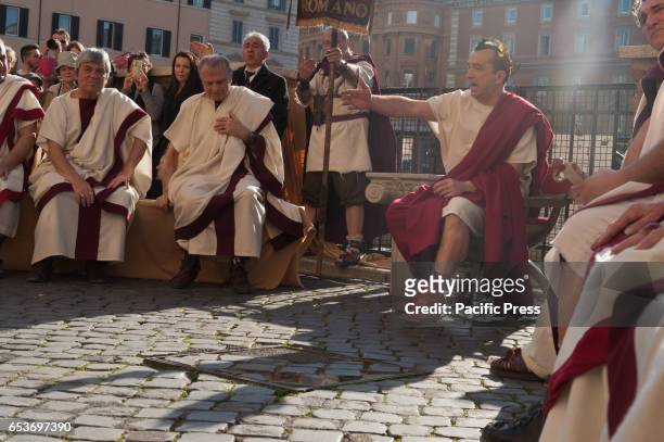 Reenactment where Julius Caesar was assassinated by Brutus and other senator conspirators. The fourteenth edition of the historical re-enactment...