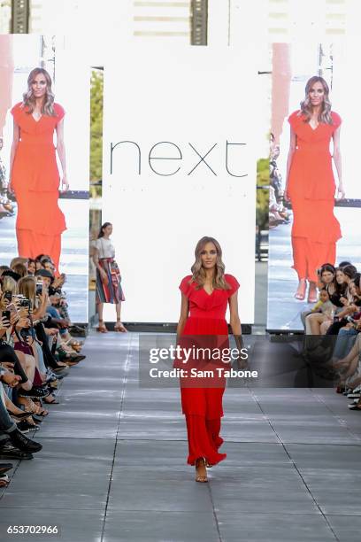 Rebecca Judd showcases designs during the VAMFF 2017 NEXT 'Under The Blade' runway show on March 16, 2017 in Melbourne, Australia.