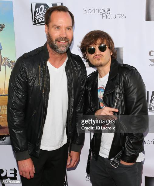 BoJesse Christopher and Emile Hirsch attend a screening of Good Deed Entertainment's 'All Nighter' on March 15, 2017 in Beverly Hills, California.
