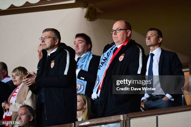 Prince Albert of Monaco and Monaco chairman Dmitriy Rybolovlev during the Uefa Champions League match between As Monaco and Manchester City, round of...