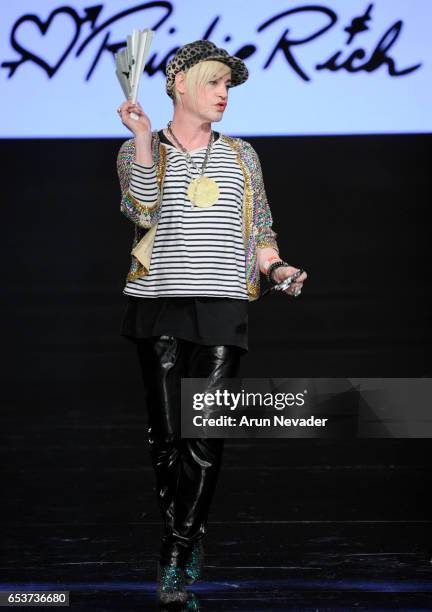 Designer Richie Rich walks the runway at Art Hearts Fashion LAFW Fall/Winter 2017 - Day 2 at The Beverly Hilton Hotel on March 15, 2017 in Beverly...