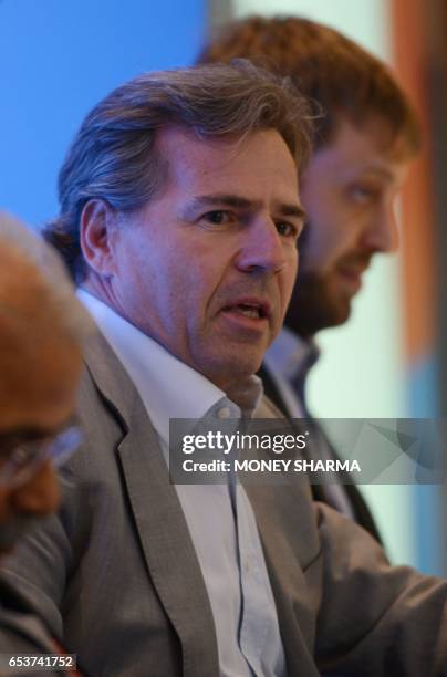 Chief Commercial Officer of The Fédération Internationale de Football Association , Philippe Le Floc'h speaks during a press conference in New Delhi...