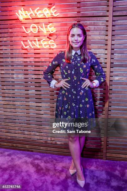 Olympia Valance arrives ahead the VAMFF 2017 Grand Showcase runway show on March 16, 2017 in Melbourne, Australia.