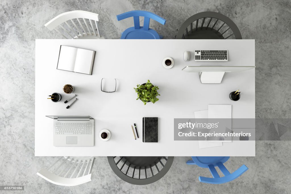 Office desk business group knolling