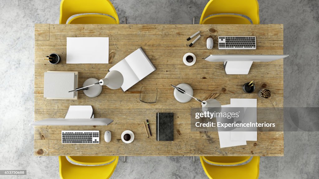 Office desk business groep knolling