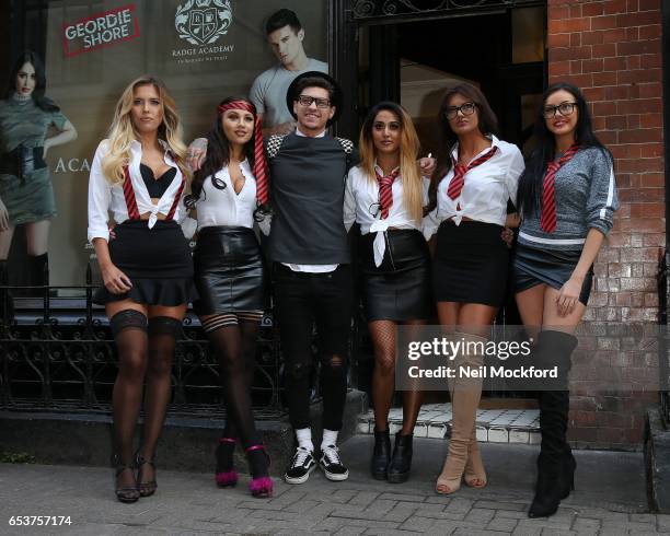 Eve Shannon, Chelsea Barber, Sam Bentham, Zahida Allen, Abbie Holborn and Sarah Goodhart seen at a photocall as the cast of Geordie Shore get ready...