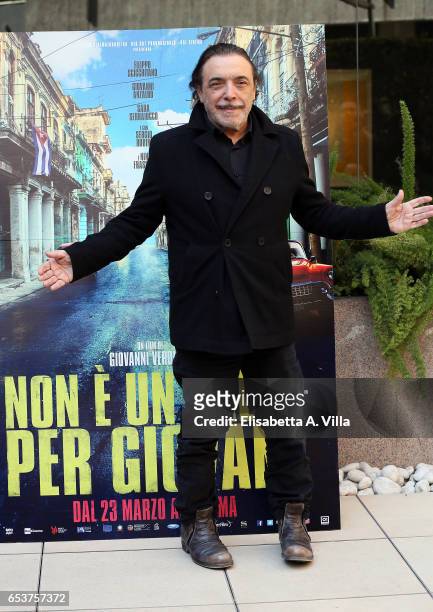 Nino Frassica attends a photocall for 'Non e' Un Paese Per Giovani' at Hotel Visconti Palace on March 16, 2017 in Rome, Italy.