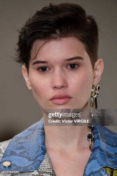 Model walks the runway during Animale fashion show as part of Sao Paulo Fashion Week Summer 2017 on March 13, 2017 in Sao Paulo, Brazil.