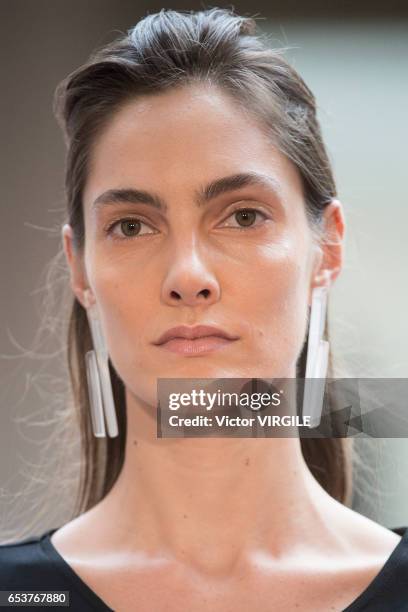 Model walks the runway during Uma fashion show as part of Sao Paulo Fashion Week Summer 2017 on March 13, 2017 in Sao Paulo, Brazil.