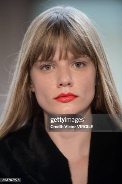 Model walks the runway during Uma fashion show as part of Sao Paulo Fashion Week Summer 2017 on March 13, 2017 in Sao Paulo, Brazil.