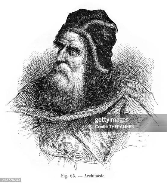 stockillustraties, clipart, cartoons en iconen met archimedes gravure 1881 - archimedes