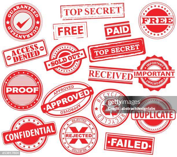 rubber stamps, badge, placard, notice, seal,  message, alert -  icon pack- illustration - permission concept stock illustrations