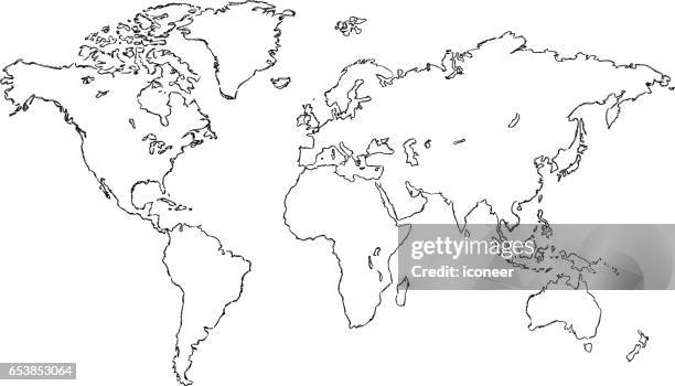 world scribbled charcoal map on white background - charcoal drawing stock illustrations