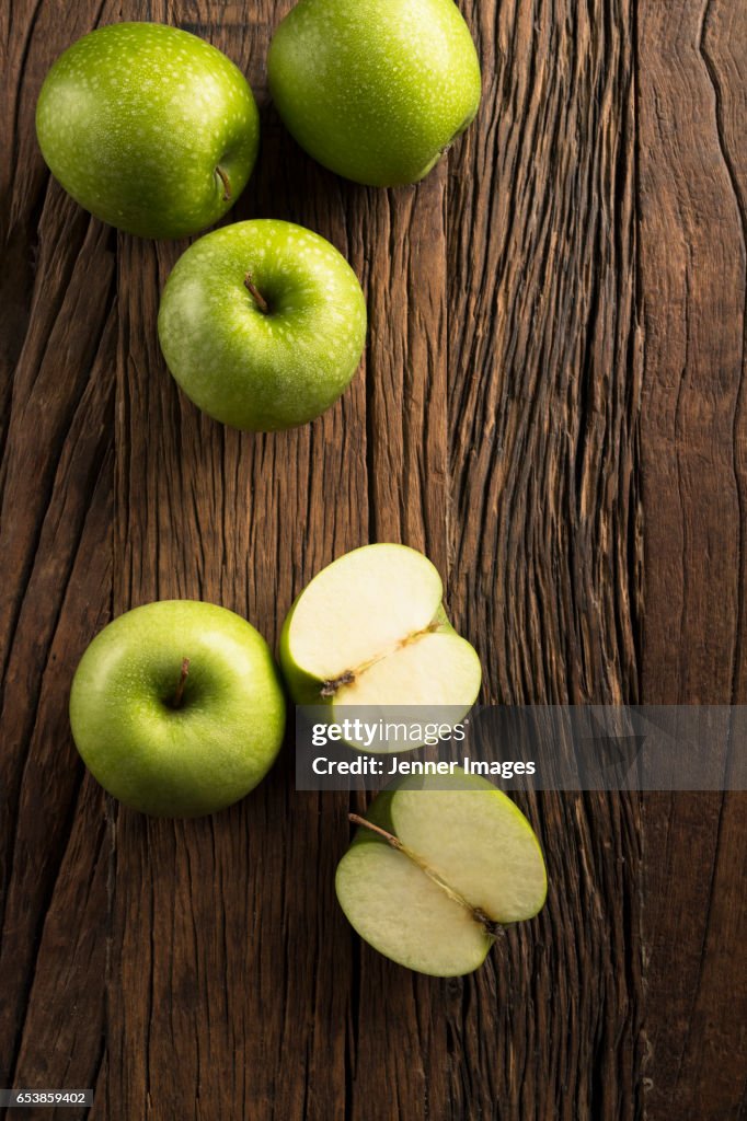 High Angle View Of Fresh Green Apples.