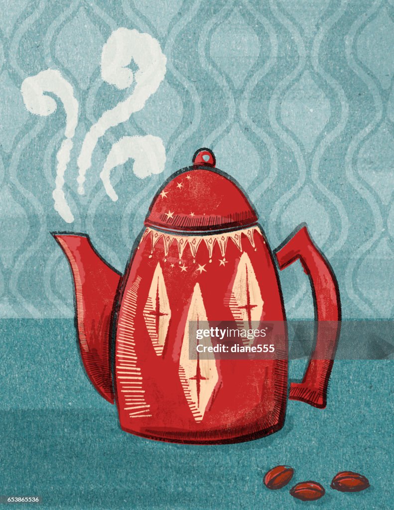 Textured Illustration Of A Retro Coffee Pot