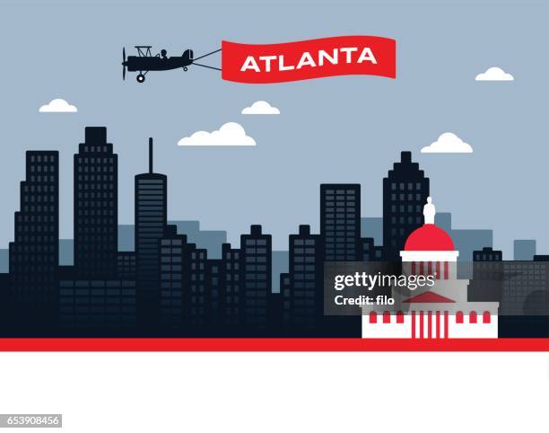 skyline von atlanta - atlanta georgia stock-grafiken, -clipart, -cartoons und -symbole