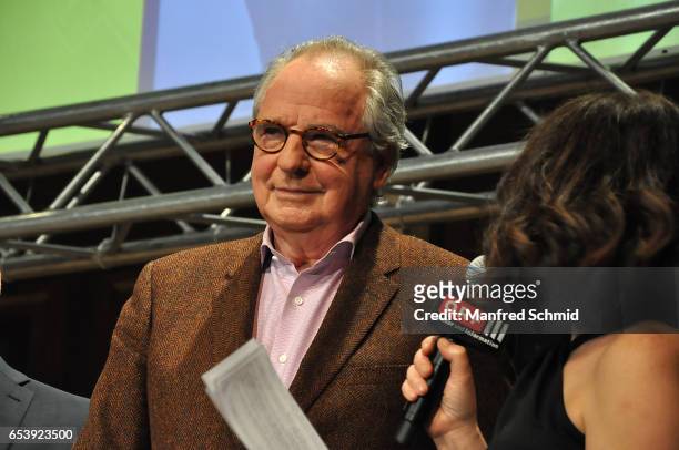Friedrich von Thun speaks to the audience during ORF III program presentation on March 14, 2017 in Vienna, Austria.