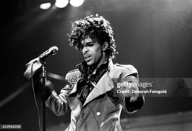 Deborah Feingold/Corbis via Getty Images) NEW YORK Musician, singer and songwriter Prince performing in concert in 1983 in New York City, New York.