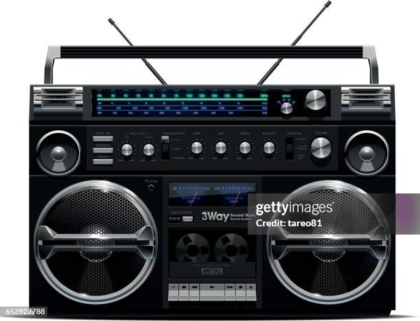 ilustrações de stock, clip art, desenhos animados e ícones de silver and black boombox - cassette