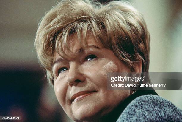 Mrs. Naina Yeltsin, wife of the Russian President Boris Yeltsin, at a town hall meeting sponsored by the Urals Womens Association in Yekaterinburg,...