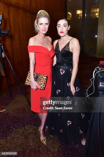 Nicky Hilton de Rothschild and Mia Moretti attend Art Production Fund's Bright Lights, Big City Gala at Seagram Building on March 13, 2017 in New...