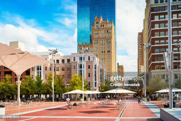 sundance square plaza in downtown fort worth texas usa - fort worth stock pictures, royalty-free photos & images