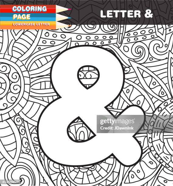 coloring page doodle - ampersand stock illustrations