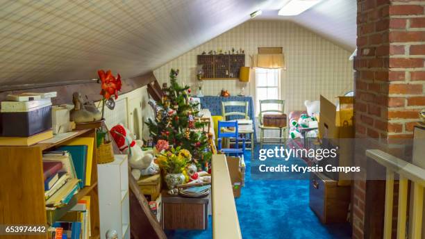 attic in old american house - cleveland ohio flats stock pictures, royalty-free photos & images