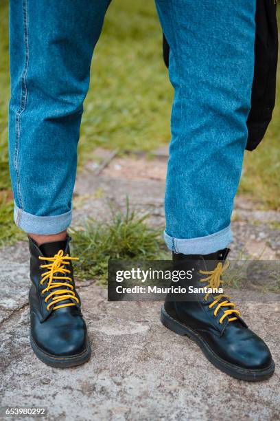 Visitor, fashion detail shoes, poses during Sao Paulo Fashion Week N43 SPFW Summer 2017 on March 15, 2017 in Sao Paulo, Brazil.