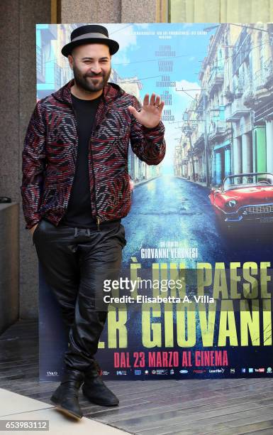 Giuliano Sangiorgi of 'Negramaro' attends a photocall for 'Non e' Un Paese Per Giovani' at Hotel Visconti Palace on March 16, 2017 in Rome, Italy.