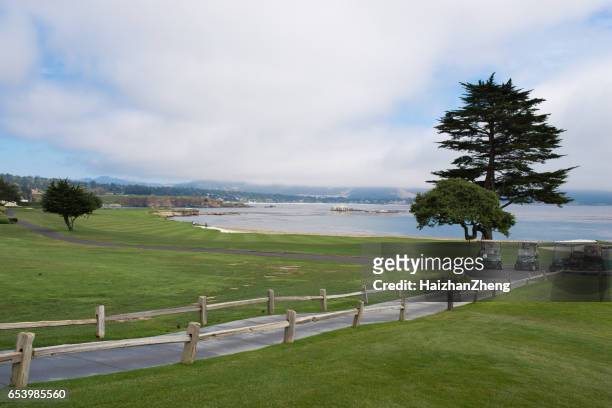 pebble beach golf course - pacific grove stock pictures, royalty-free photos & images