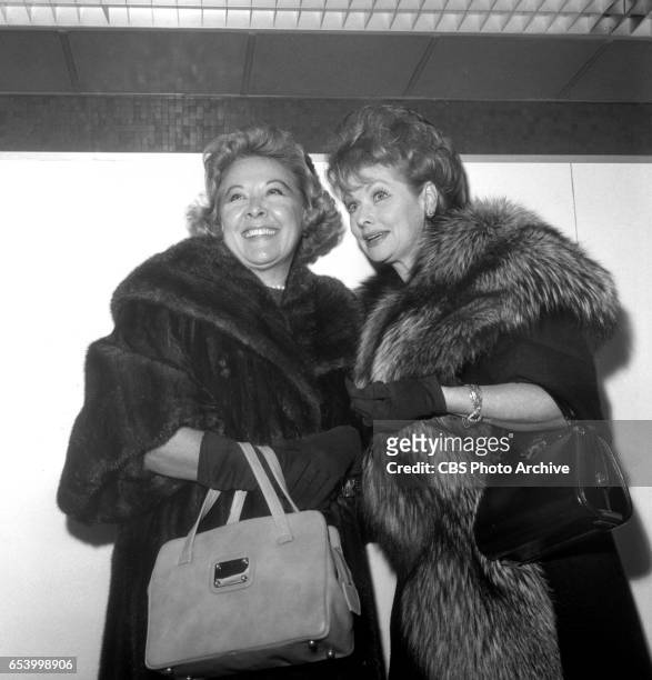 The Lucy Show Vivian Vance and Lucille Ball after arriving at New York's Idlewild Airport. From Hollywood. November 15, 1962.