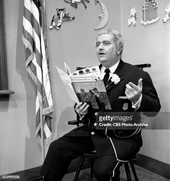 Television childrens program, Captain Kangaroo featuring host, Bob Keeshan . Image dated January 8, 1963. New York, NY.