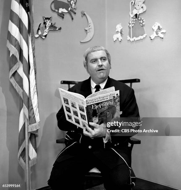 Television childrens program, Captain Kangaroo featuring host, Bob Keeshan . Image dated January 8, 1963. New York, NY.