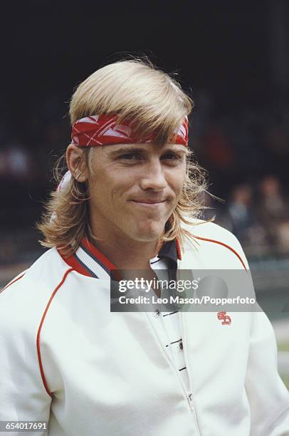 American tennis player Vincent Van Patten pictured before being knocked out in the first round of the Men's Singles tournament at the Wimbledon Lawn...