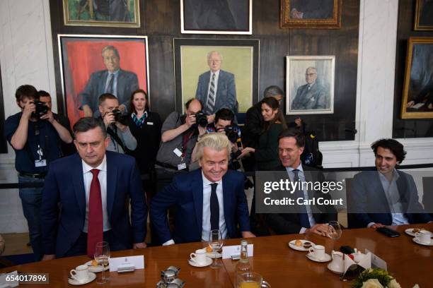 Emile Roemer, leader of the Socialist Party; Party for Freedom leader Geert Wilders; Dutch Prime Minister Mark Rutte and leader of the GroenLinks...