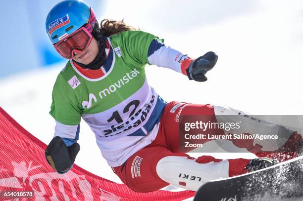 Patrizia Kummer of Switzerland wins the silver medal during the FIS Freestyle Ski & Snowboard World Championships Parallel Giant Slalom on March 16,...
