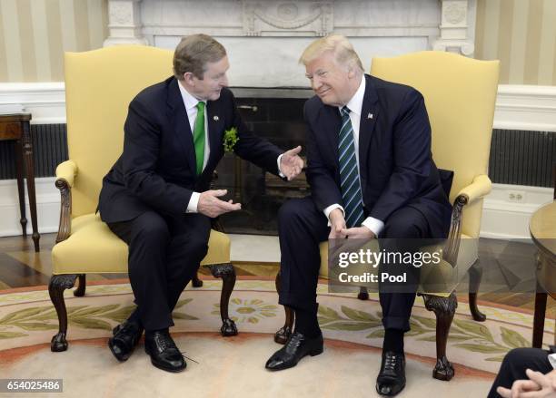 President Donald J. Trump holds a bilateral meeting with the Taoiseach of Ireland Enda Kenny in the Oval Office of the White House on March 16, 2017...