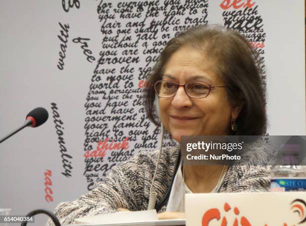 Ms. Asma Jahangir, the U.N. Special Rapporteur on the situation of human rights in Iran, in Geneva, Switzerland, on March 13, 2017. She was speaking...