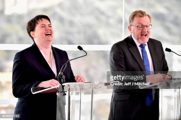 Ruth Davidson leader of the Scottish Conservatives and David Mundell, Scottish Secretary of State make a statement on the SNP referendum announcement...