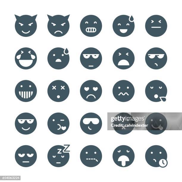 cute emoticons set 2 - looking back stock illustrations