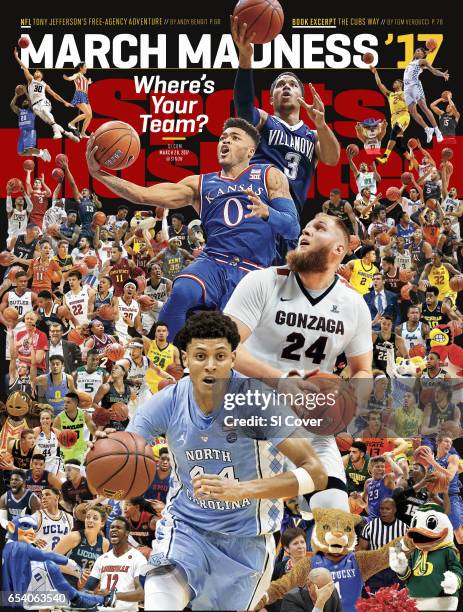 March 20, 2017 Sports Illustrated via Getty Images Cover: College Basketball: March Madness Preview: Top to bottom: Villanova Josh Hart in action,...