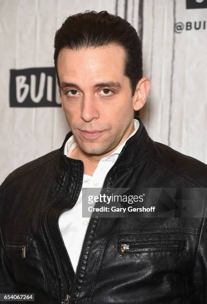 Actor Nick Cordero attends the Build Series to discuss his starring role as Sonny in the Broadway show 'A Bronx Tale' at Build Studio on March 16,...
