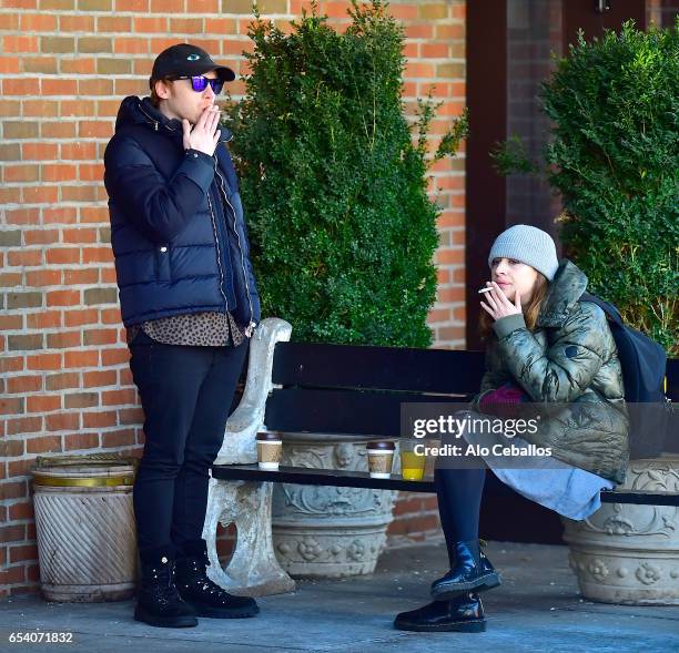 Rupert Grint, and Georgia Groome are seen in Soho on March 17, 2017 in New York City.