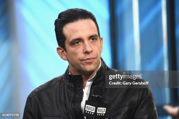 Actor Nick Cordero attends the Build Series to discuss his starring role as Sonny in the Broadway show 'A Bronx Tale' at Build Studio on March 16,...