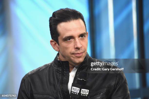 Actor Nick Cordero attends the Build Series to discuss his starring role as Sonny in the Broadway show 'A Bronx Tale' at Build Studio on March 16,...